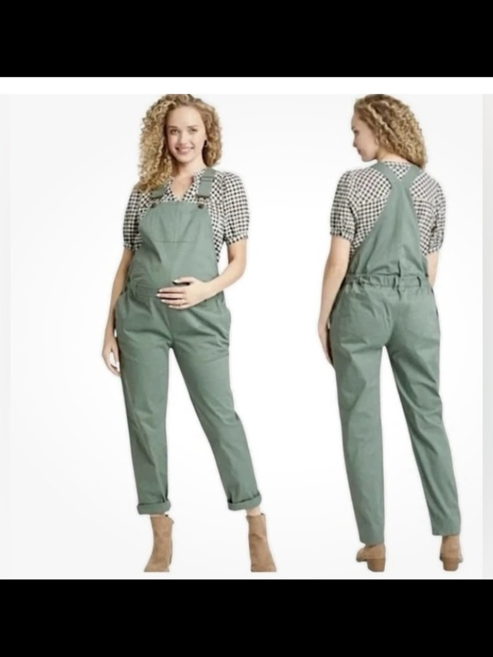 Hatch sage green maternity overalls - The Nines